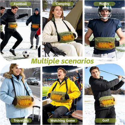 Electric Heated Hand Warmer Pouch,Football Hand Warmer with Double Sided Heating Areas,Zipped Pocket and Adjustable Strap,Heated Hand Muff Ideal for Football,Hunting,Fishing,Camping,Golf