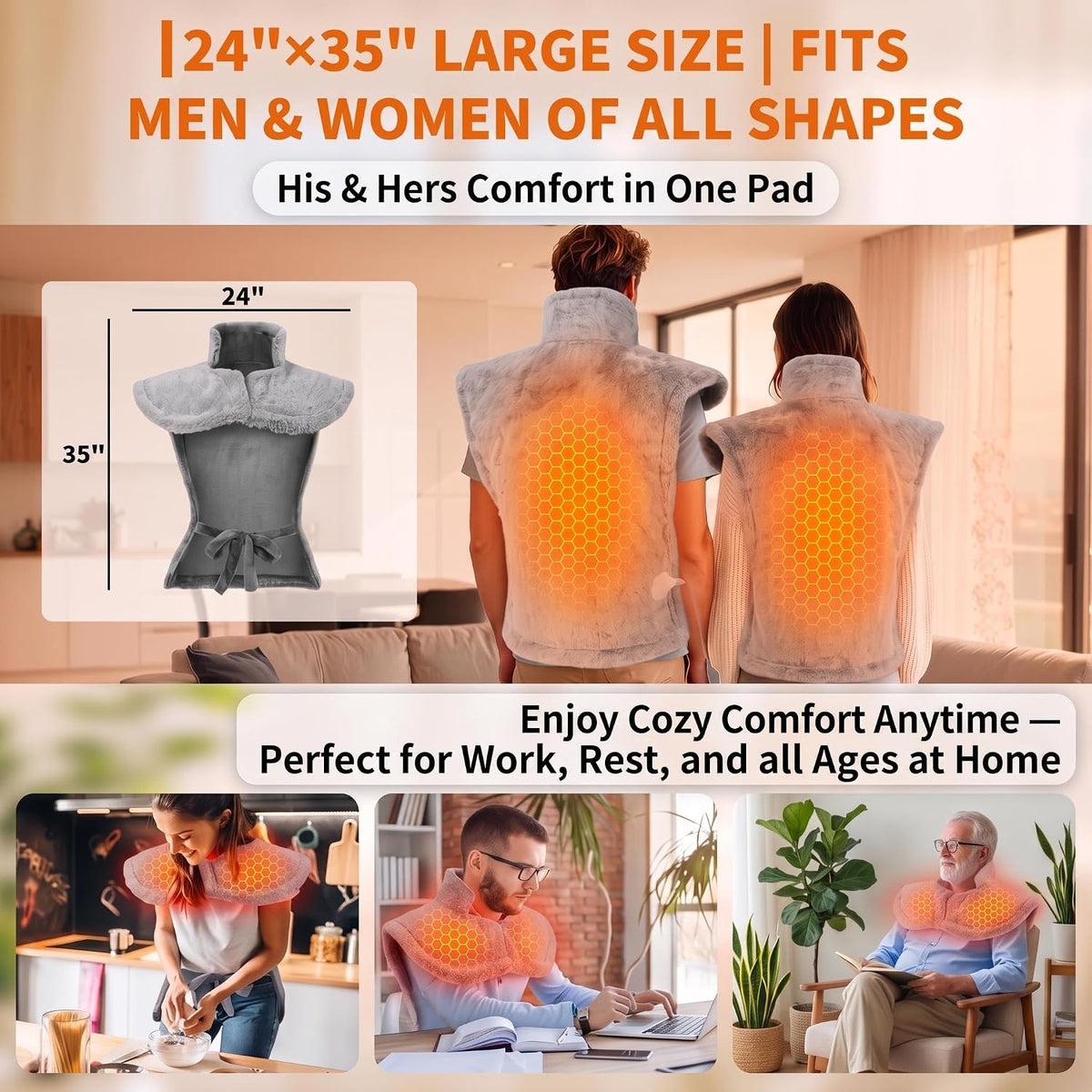 Massaging Heating Pad for Neck and Shoulders and Back, Gifts for Mom Dad