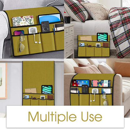 Joywell Remote Caddy Couch Remote Control Holder for Recliner Sofa Armrest Organizer Non Slip Arm Chair Caddie with 6 Pocket Storage for Magazine, Tablet, Phone, iPad, Black