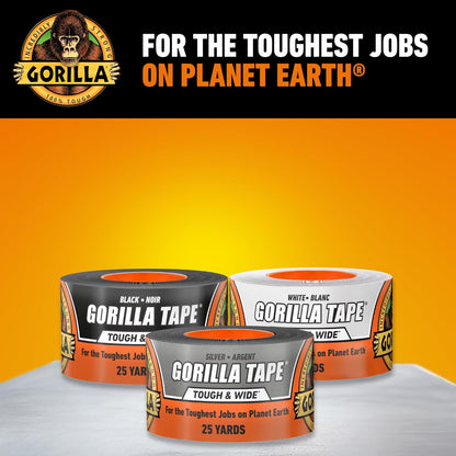 Gorilla Tough & Wide Heavy Duty Duct Tape, Black, 2.88" x 25 yd, 1-Pack | Weather Resistant, Indoor & Outdoor Use, Double-Thick Adhesive, Reinforced Backing, Hand-Tearable