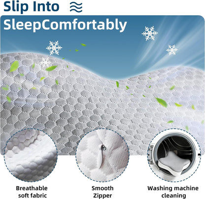 Knee Pillow for Side Sleepers, Memory Foam Bolster Between Legs, Comfortable Sleep Positioning & Side Leg Support, Elevation Pillow for Adults, Back Hips Knees Support, Wider Contact