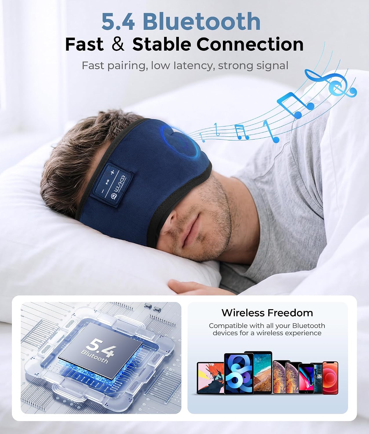 LOVE EYE Sleep Headphones Bluetooth 5.4 Sleeping Eye Mask Wireless Music Earphones with Built-in HD Speakers for Side Sleepers Cotton Sleeping Headphones for Women Men Gifts (Lavender Purple)