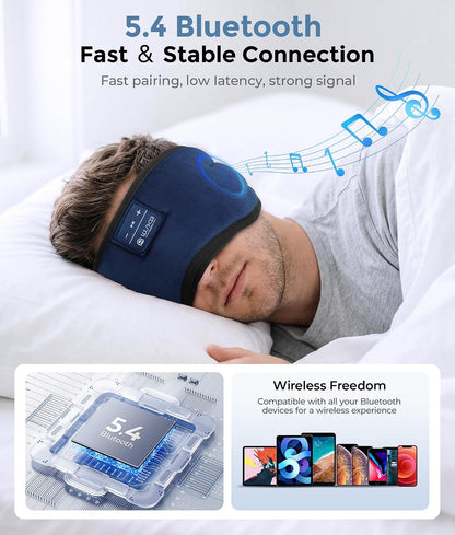 LOVE EYE Sleep Headphones Bluetooth 5.4 Sleeping Eye Mask Wireless Music Earphones with Built-in HD Speakers for Side Sleepers Cotton Sleeping Headphones for Women Men Gifts (Lavender Purple)