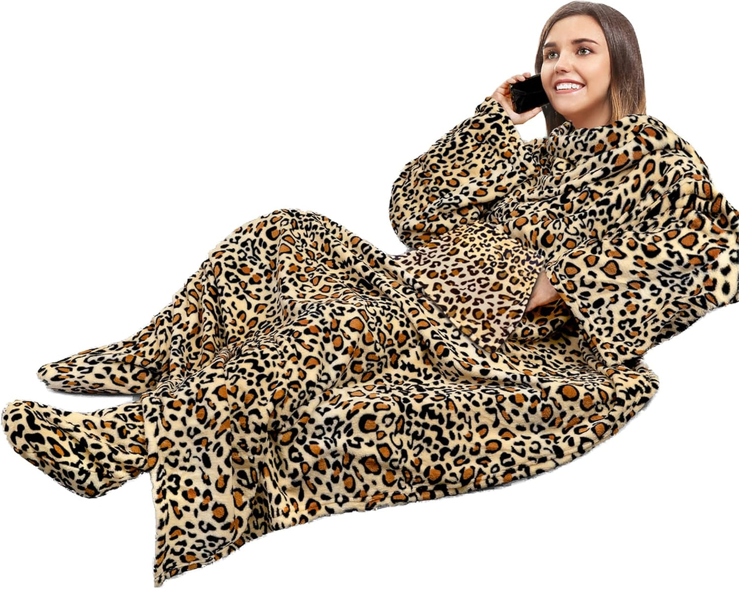 PAVILIA Fleece Blanket with Sleeves, Foot Pockets for Women Men Adults, Plush Wearable Blanket Throw Wrap, Warm Snuggle Blanket Robe, Cozy Gift Ideas Wife Mom, Dark Purple