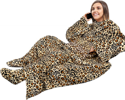 PAVILIA Fleece Blanket with Sleeves, Foot Pockets for Women Men Adults, Plush Wearable Blanket Throw Wrap, Warm Snuggle Blanket Robe, Cozy Gift Ideas Wife Mom, Dark Purple