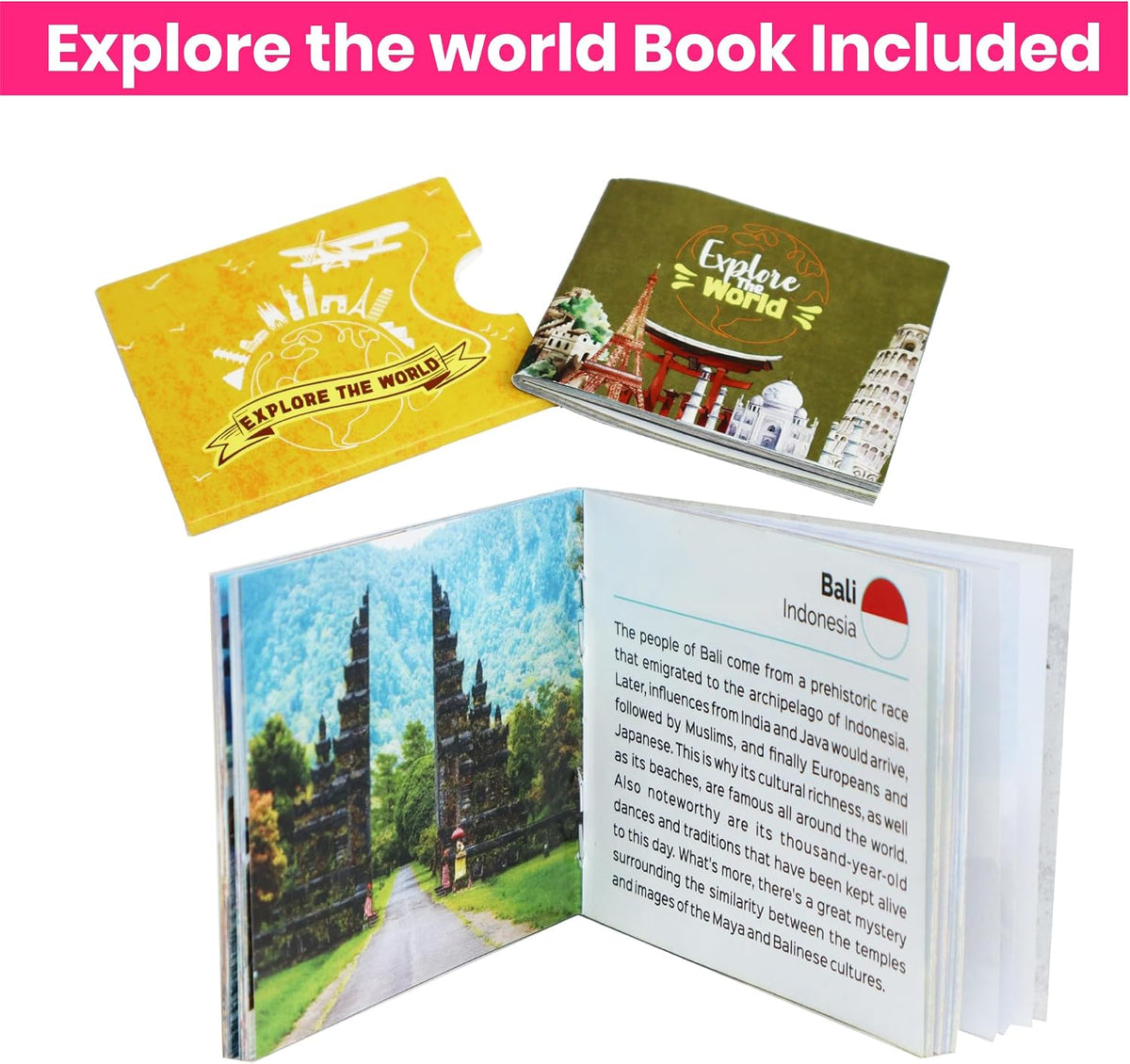 Menique Explore the World Memory Matching Game – Geography Game with 100 Photo Cards, 50 Countries, Flags & Landmarks – Travel Card Game with Educational Booklet, Ages 3+