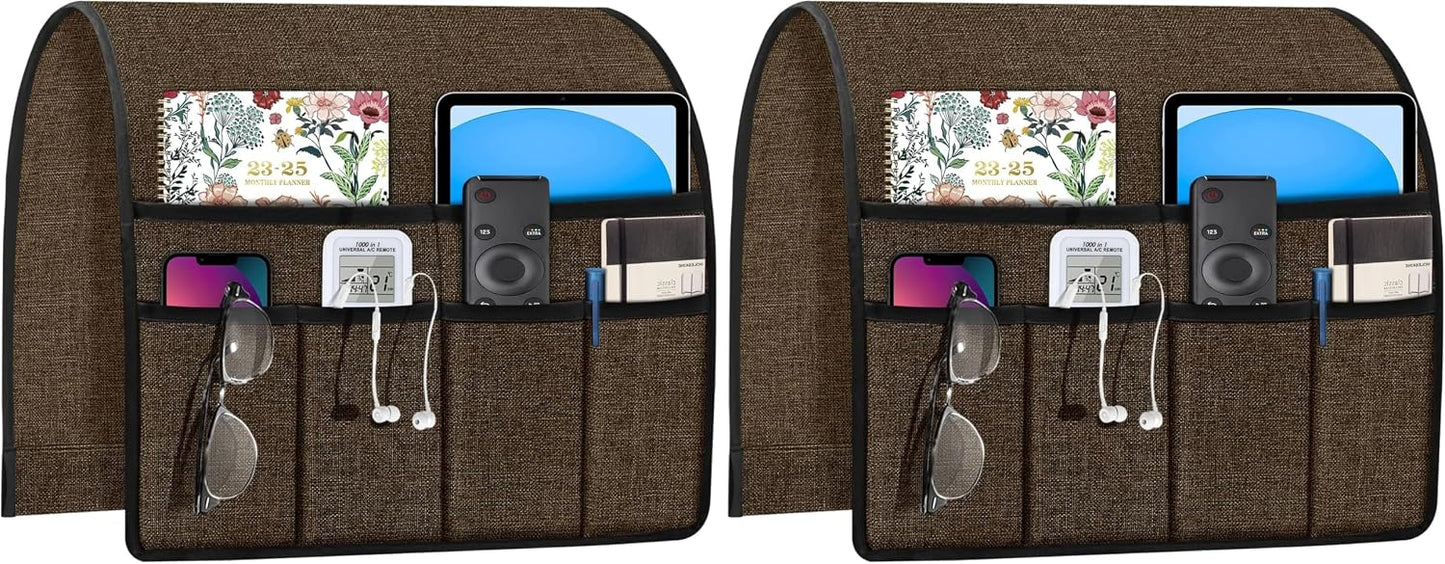 Joywell Remote Caddy Couch Remote Control Holder for Recliner Sofa Armrest Organizer Non Slip Arm Chair Caddie with 6 Pocket Storage for Magazine, Tablet, Phone, iPad, Black
