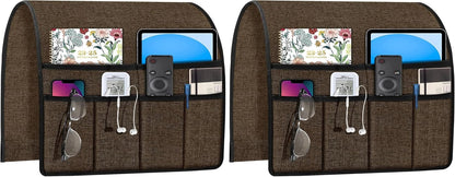 Joywell Remote Caddy Couch Remote Control Holder for Recliner Sofa Armrest Organizer Non Slip Arm Chair Caddie with 6 Pocket Storage for Magazine, Tablet, Phone, iPad, Black