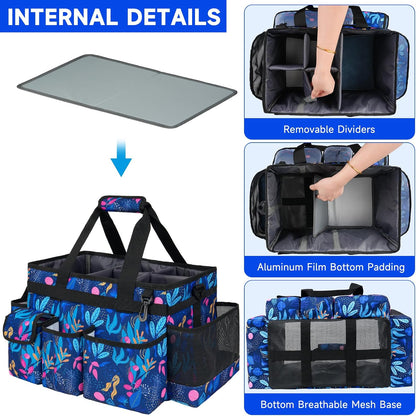 Cleaning Caddy Bag,Large Cleaning Supplies Organizer with Handle for Housekeepers,Purple