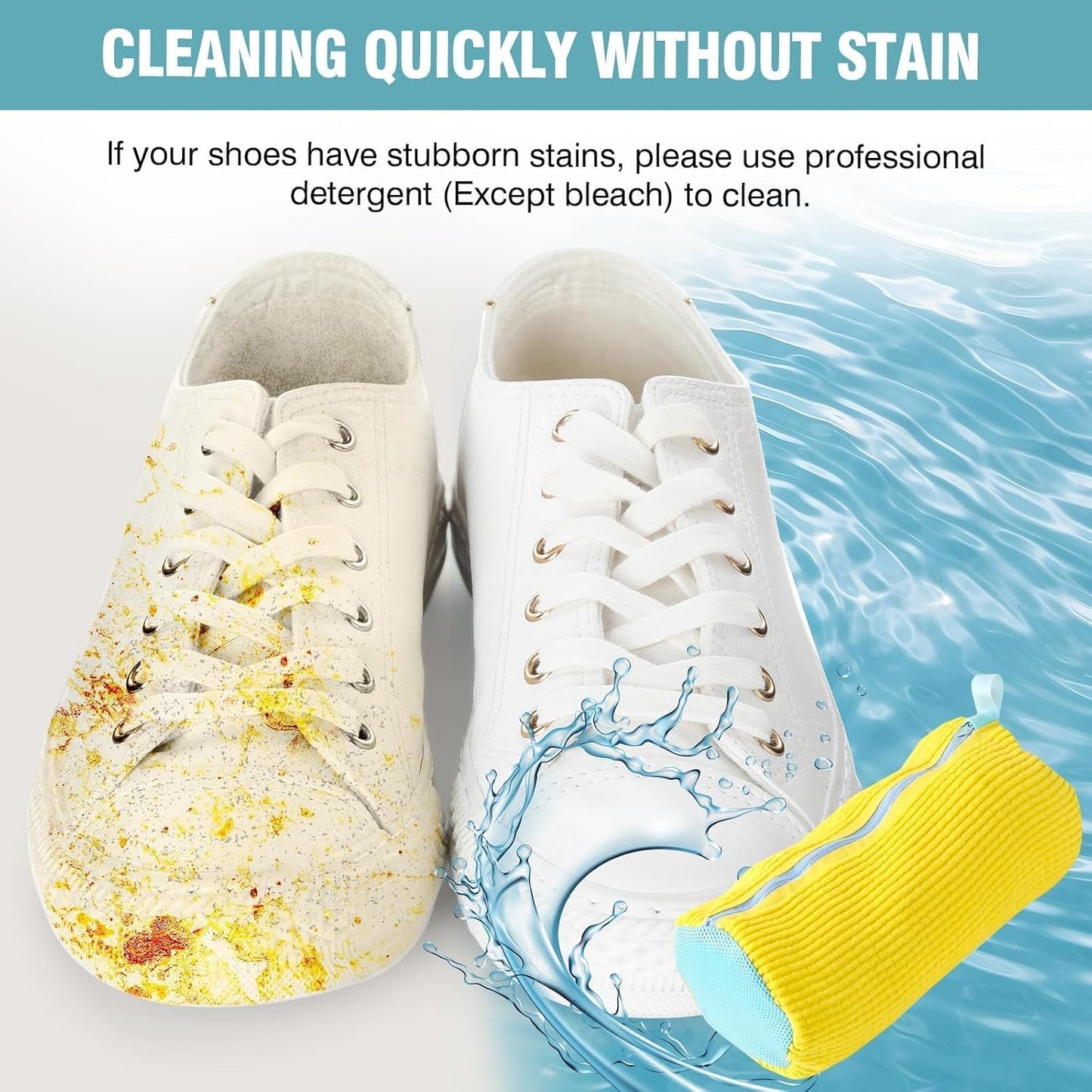 Shoe Washing Machine Bag, Shoe Laundry Bag for Washer and Dryer | 2 Pack Shoe Cleaning Bag for Sneakers & Tennis Shoes, XXL Size, Shoe Protection, Dry Bags, Zipper Hook, Travel & Dorm Storage
