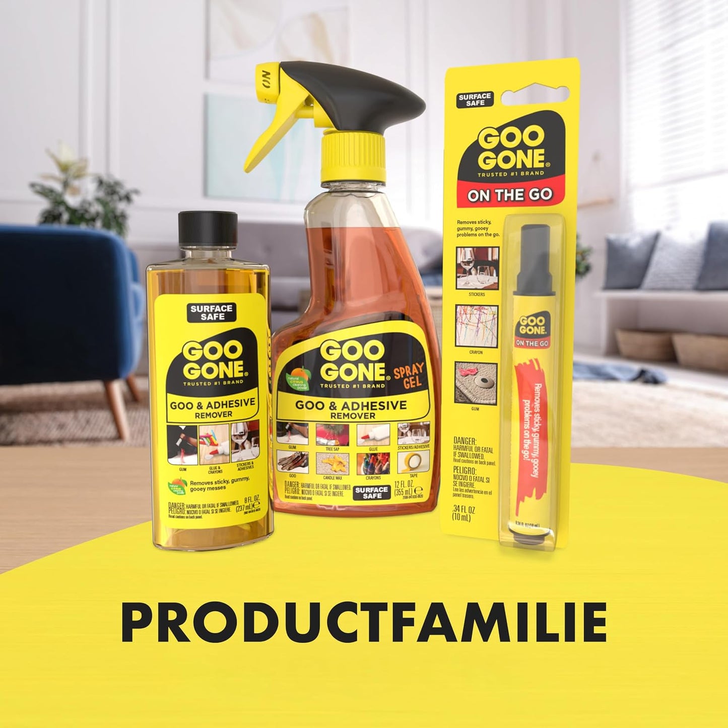 Goo Gone Spray Adhesive Remover Gel, 6 Pack, Removes Glue, Stickers, Tape Residue, Grease, Gum & Wax, Adhesive Spray with Citrus Cleaning Power for Hard Surfaces, Carpets & Fabrics