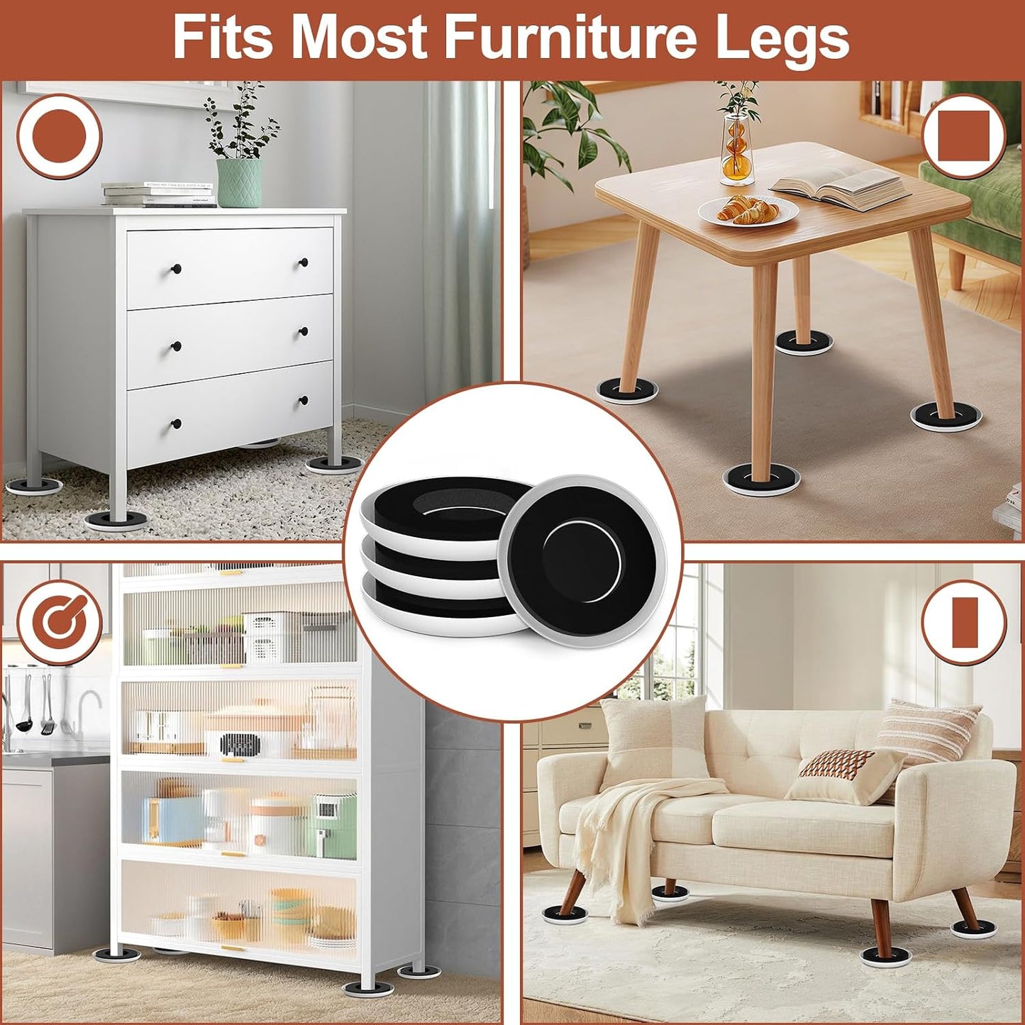 New Upgrade Furniture Sliders: Multi-Surface 3-in-1 Furniture Movers Slider | Heavy Moving Pads with 8PCS 4.3" Carpet Sliders + 4PCS Hard Floor Socks + 1 Lifter - Protect Floor and Easily Move Furniture