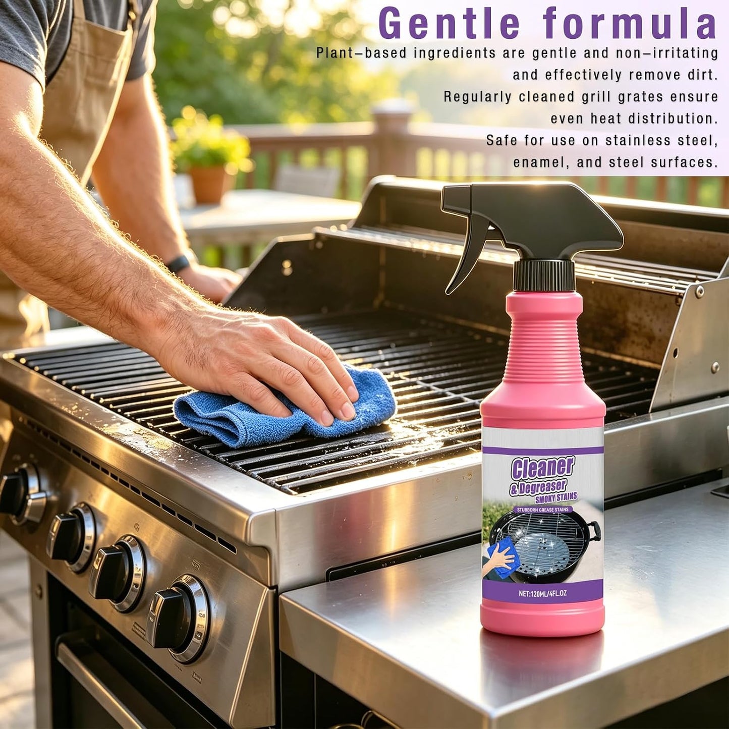 Fast Acting Heavy Duty Grill Degreaser Spray, Multi Functional Grease Remover for Outdoor Grill, 2026 New BBQ Grill Cleaner, Grill Cleaning Spray for Kitchen for Kitchen Grates, Racks, Drip Pans(2Pcs)