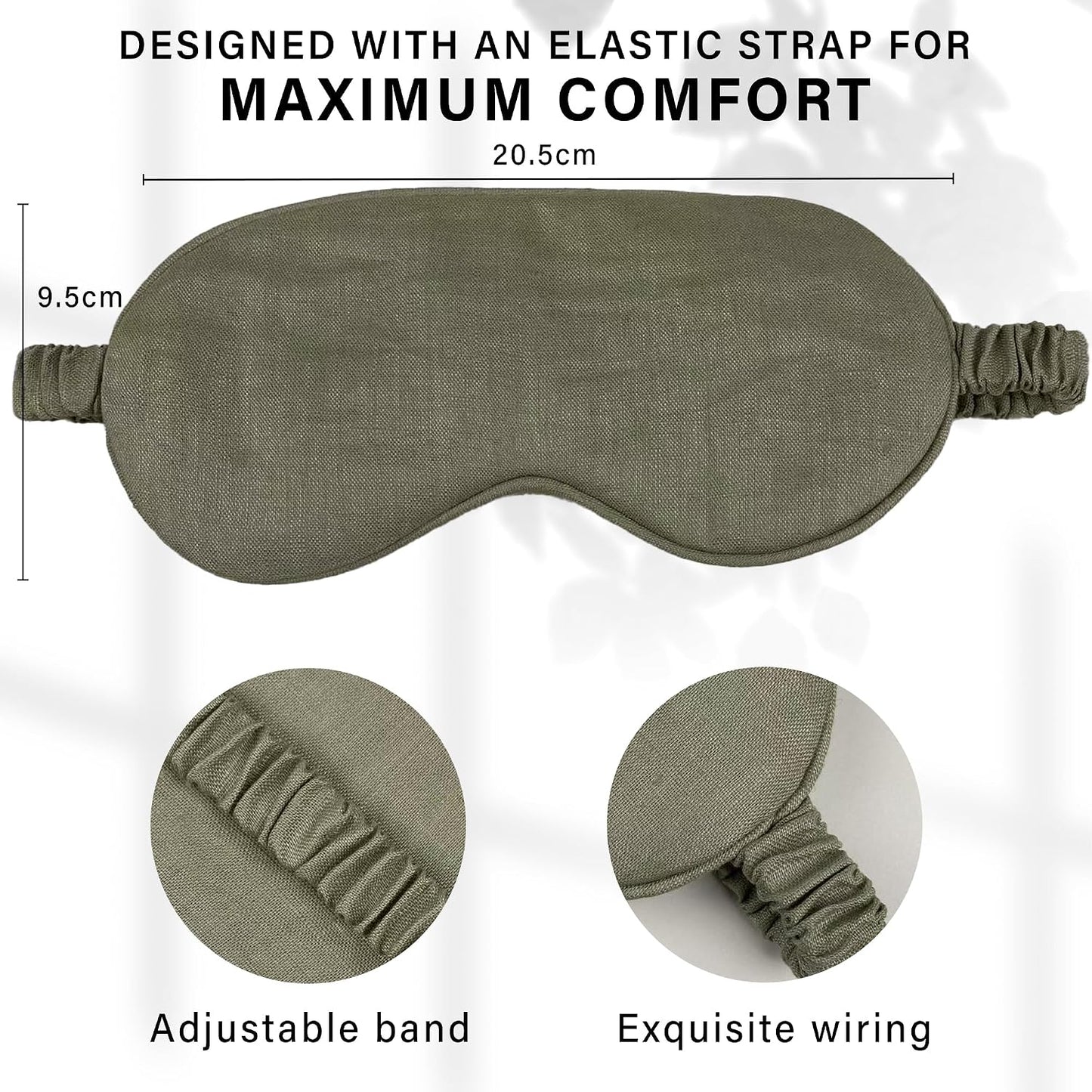 Eye mask Pure Linen Sleep Mask with Elastic Band, No Pressure On Eyes,Side Sleeper Eye Cover Organic Cotton Core Blindfold,Napping & Yoga Travel Essentials (Natural)