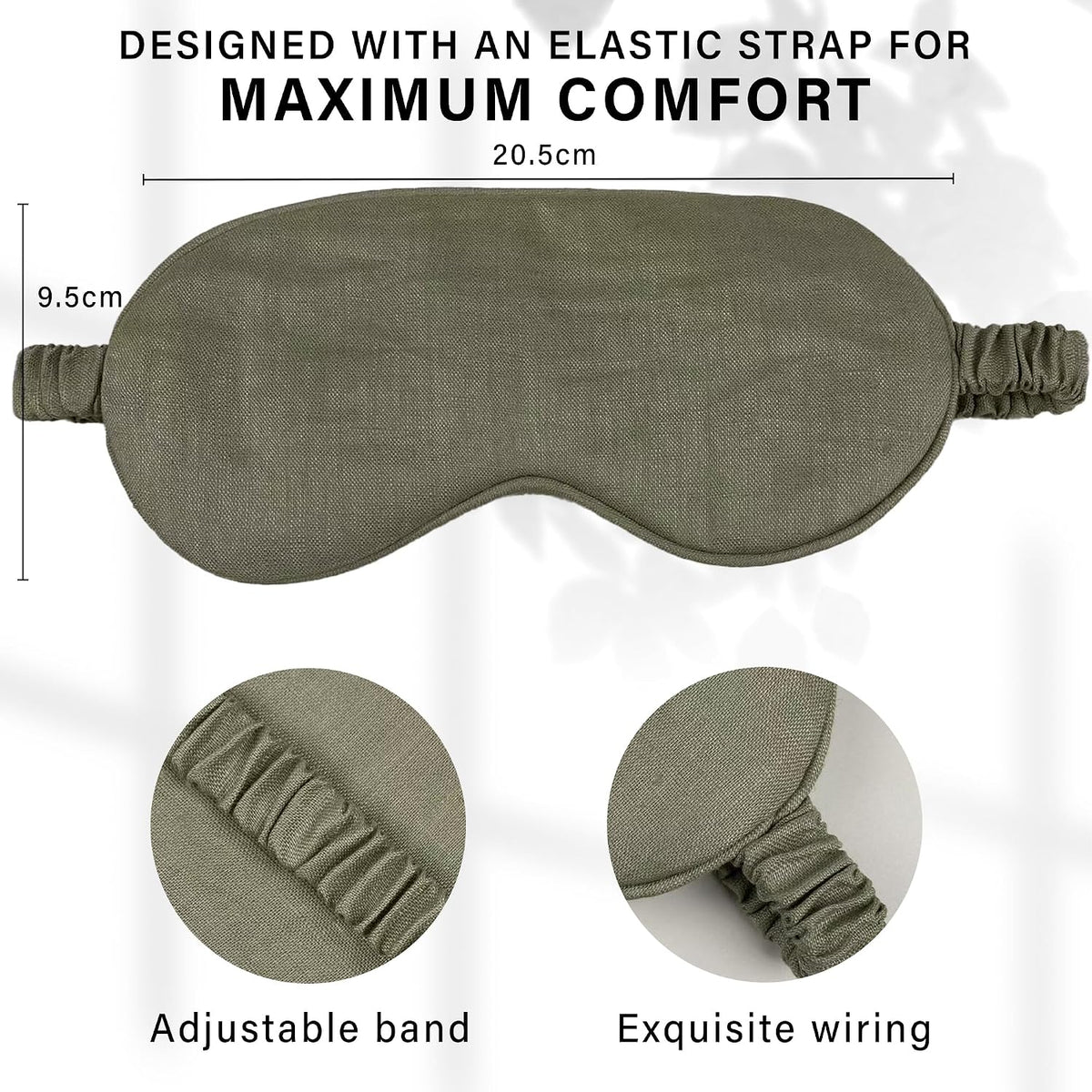 Eye mask Pure Linen Sleep Mask with Elastic Band, No Pressure On Eyes,Side Sleeper Eye Cover Organic Cotton Core Blindfold,Napping & Yoga Travel Essentials (Natural)