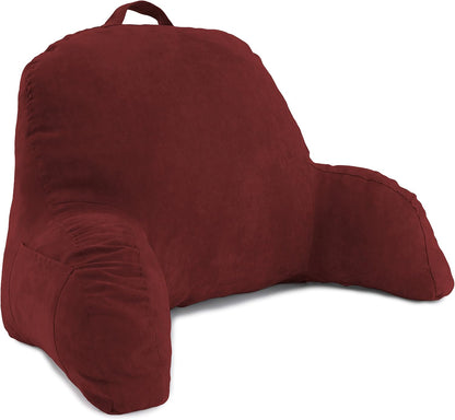 Deluxe Comfort Microsuede Bed Rest - Reading and Bedrest Lounger - Sitting Supprt Pillow - Soft But Firmly Stuffed Fiberfill - Backrest Pillow With Arms, Light Purple