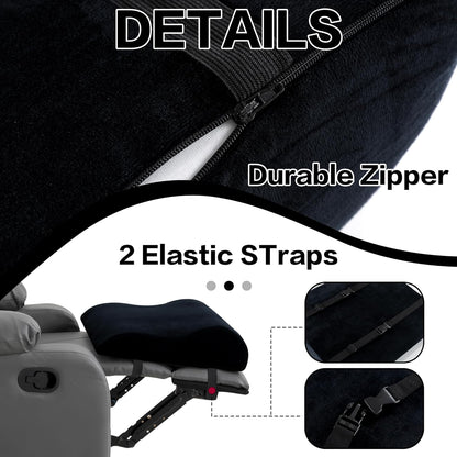HOMBYS Extra Large Recliner Leg Pillow, Memory Foam Foot Rest Cushion Wave Shape Recliner Footrest Extender, Multi Purpose Back & Lumbar Support Pillow for Recliner, Bed, Sofa Couch,Grey