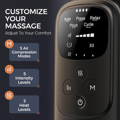Foot Massager with Air Compression and Heat, FSA Eligible HSA Portable Cordless Ankle and Calf Massager with 5 Modes & 5 Intensities, Lightweight Compression Boots for Muscle Relaxation (1PC)