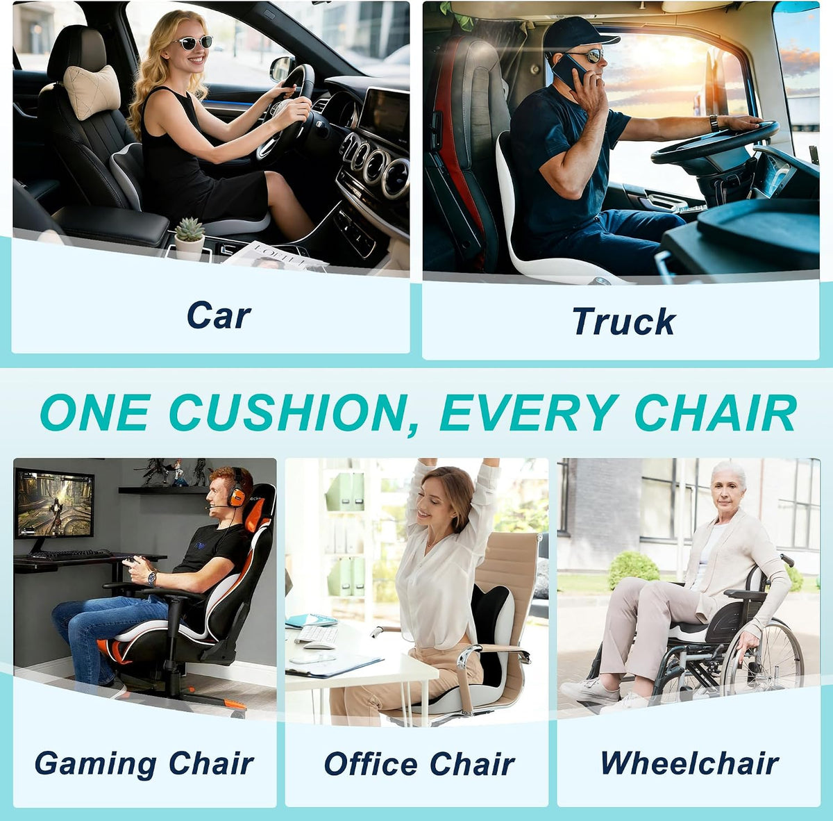 Seat Cushion for Office Chair, Ergonomic Cushion with Lumbar Support Pillow