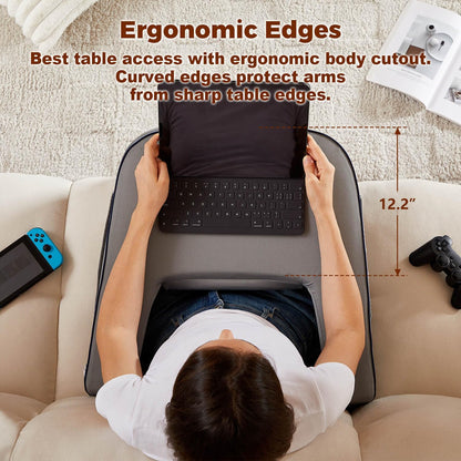 cooloo8 Reading Pillow with Armrests – Extra Large Memory Foam Gaming Pillow for Adult, Lap Desk for Laptop, Arm Rest for Working, Crocheting, Playing Game or Siting in Bed, Floor, Sofa, (Grey)