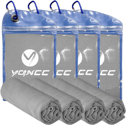 YQXCC 4 Pack Cooling Towels (47"x12"), Ice Cool Towels for Neck & Face | Soft Breathable Microfiber, Instant Cooling Neck Wraps, Ideal for Yoga, Golf, Gym, Running, Camping & Hot Weather