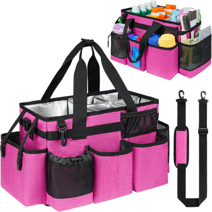 Cleaning Caddy Bag, Extra Large Cleaning Supply Bag for Housekeepers,Black | Sturdy Cleaning Caddy Organizer for Cleaning Supplies with Handle and Adjustable Shouder Strap, Easy to Clean Design