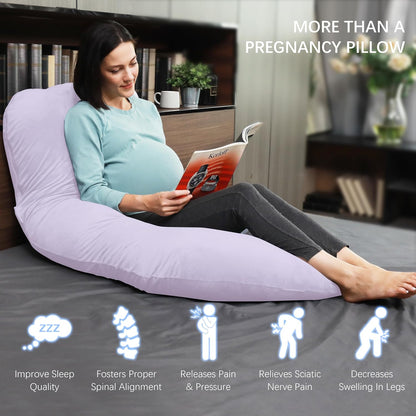 MOON PARK Pregnancy Pillows for Sleeping - 57 Inch U Shaped Full Body Maternity Pillow with Removable Cover - Support for Back, Legs, Belly, Hips - Pregnancy Pillow for Women - Grey