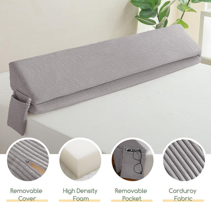 HIGOGOGO Queen Size Wedge Pillow for Headboard Gap - Multi Functional Mattress Wedge Bed Gap Filler Close The Gap (0-7") Between Your Mattress and Headboard or Wall (Grey 60"x11"x9")