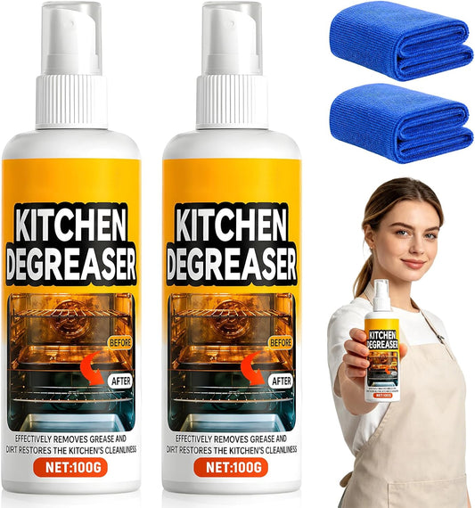 2Pcs Greasekiller BBQ Grill Cleaner Spray, Heavy Duty Grill Degreaser Spray, Fast-Acting Grease Removal for Grills, for Outdoor Grills, Air fryer, Kitchen, Oven