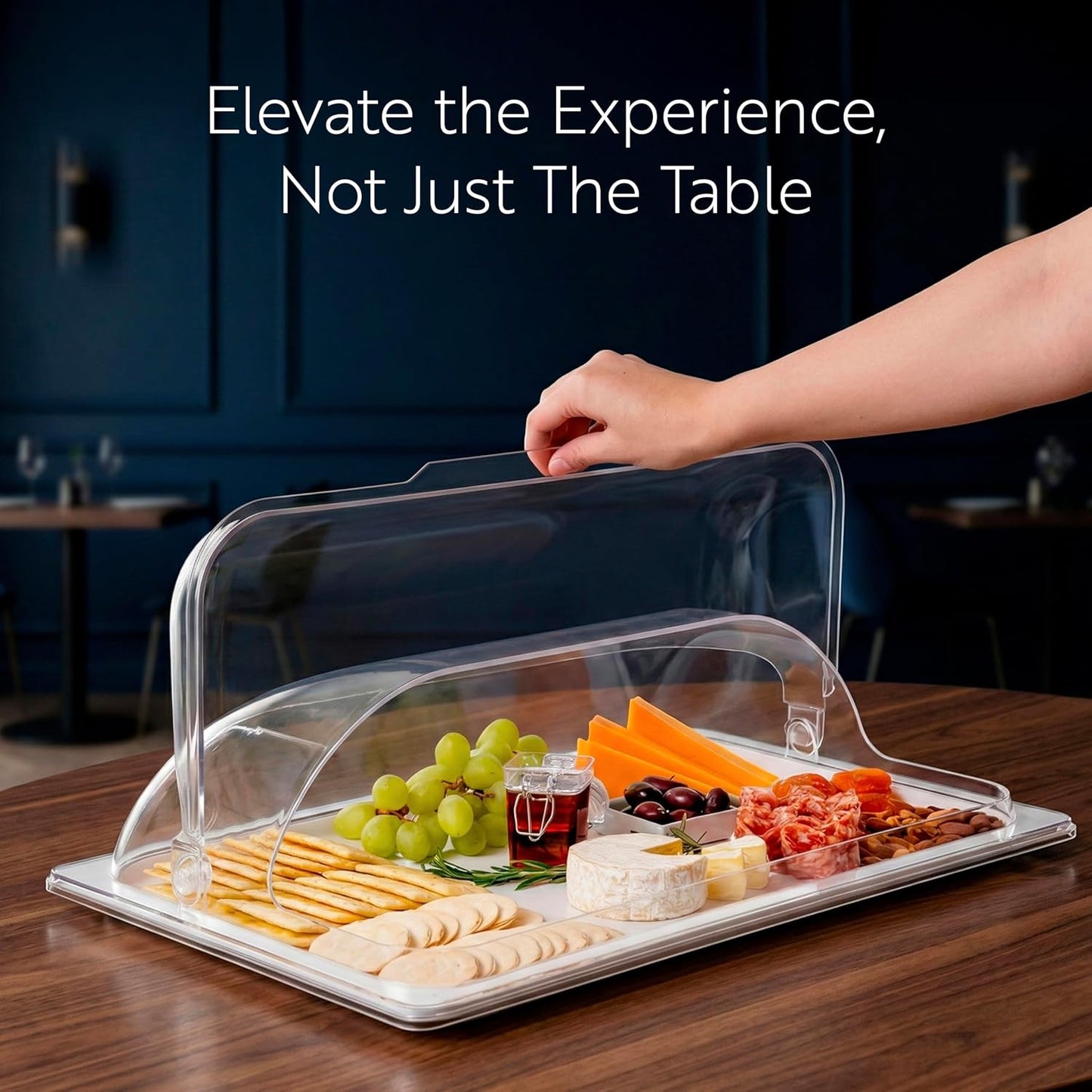 Restaurantware Cater Tek 11 Inch Polycarbonate Plate Cover 1 Shatterproof Dish Cover - Microwavable Endures Up To 210F Clear Plastic Splatter Cover With Finger Hole For 11 Inch Plates