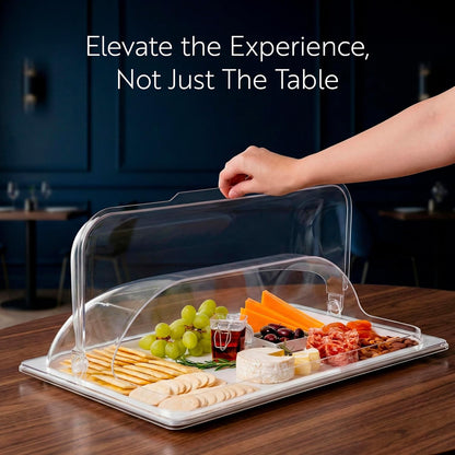 Restaurantware Cater Tek 11 Inch Polycarbonate Plate Cover 1 Shatterproof Dish Cover - Microwavable Endures Up To 210F Clear Plastic Splatter Cover With Finger Hole For 11 Inch Plates