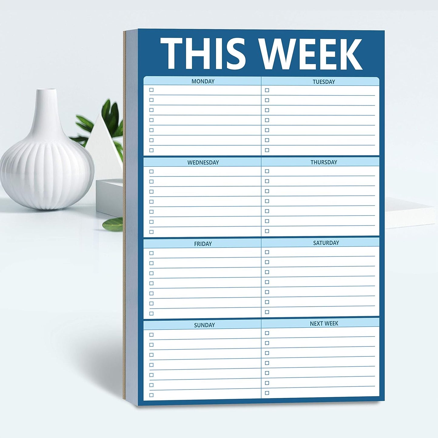 90 Pages Weekly Planner List Note Pad to Do List with Magnet Mountings for Fridge Locker (6" x 9")