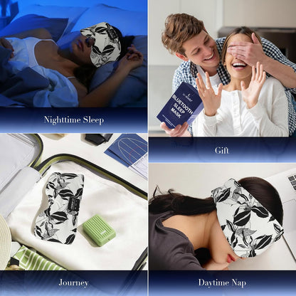LC-dolida Sleep Mask with Bluetooth Headphones, Extra Large Silk Eye Mask for Sleeping Side Day Sleepers, Sleep Headphones Bluetooth 5.4 for Women Men with Thin Speaker, Blackout, Comfort, Microphone