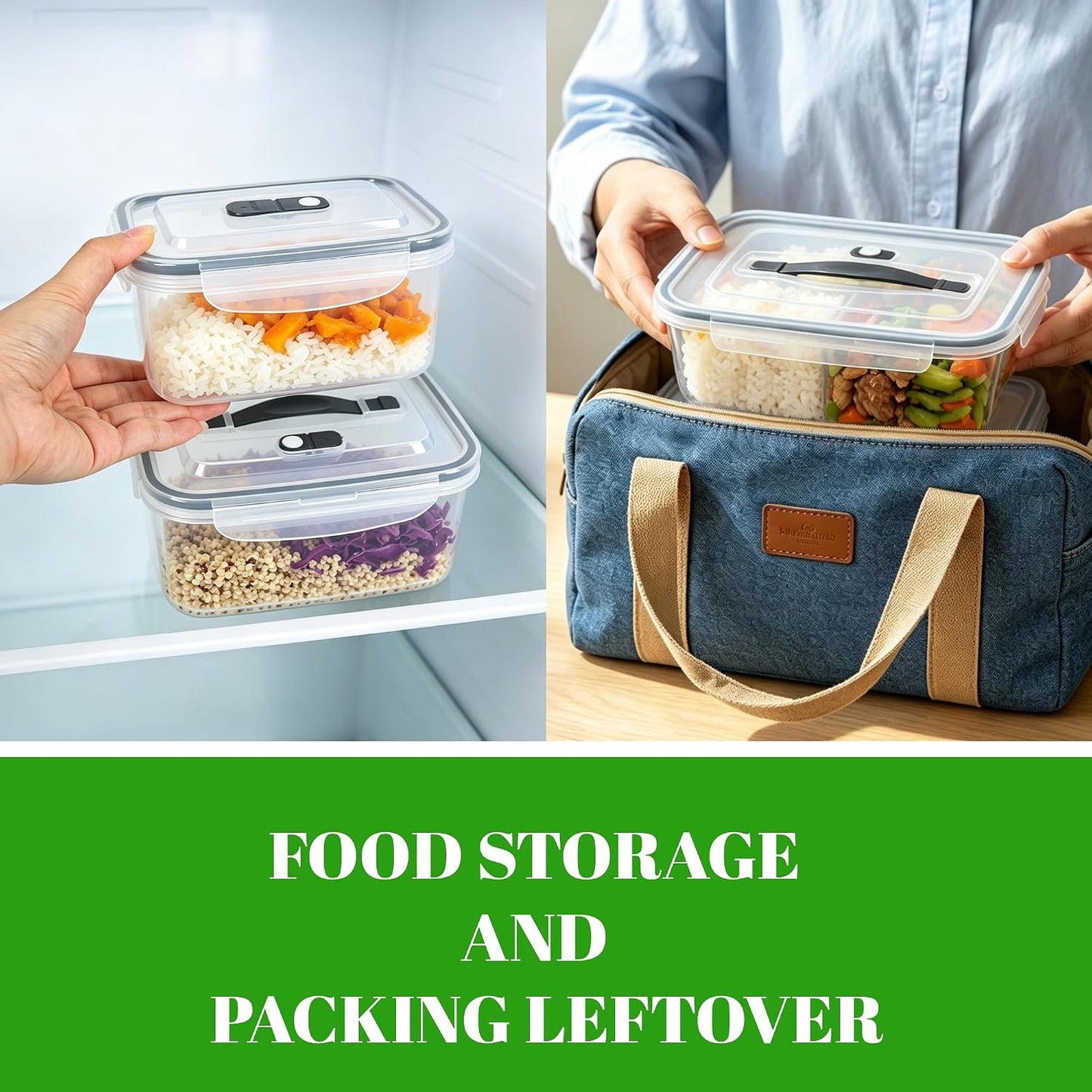 KUK 4 Pack Fruit Storage Containers for Fridge, Leakproof Food Containers with Removable Colander, Fruit Containers for Fridge BPA Free Produce Containers Keep Vegetables Berry Meat Fresh Longer