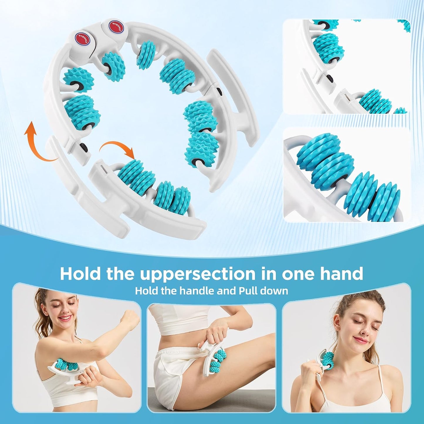 Cellulite Massage Tool - Lymphatic Drainage Massager - Muscle Roller, Deep Fascia Massage, Dimpled Skin Removal, Legs/Thighs/Buttocks, Anti-Cellulite Roller, Smooth Skin (14 Wheel - Green)