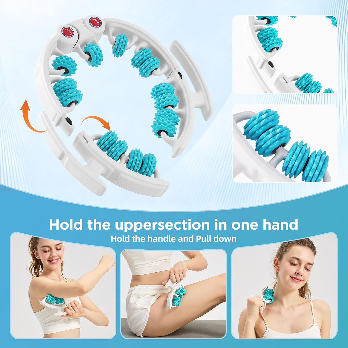 Cellulite Massage Tool - Lymphatic Drainage Massager - Muscle Roller, Deep Fascia Massage, Dimpled Skin Removal, Legs/Thighs/Buttocks, Anti-Cellulite Roller, Smooth Skin (14 Wheel - Green)