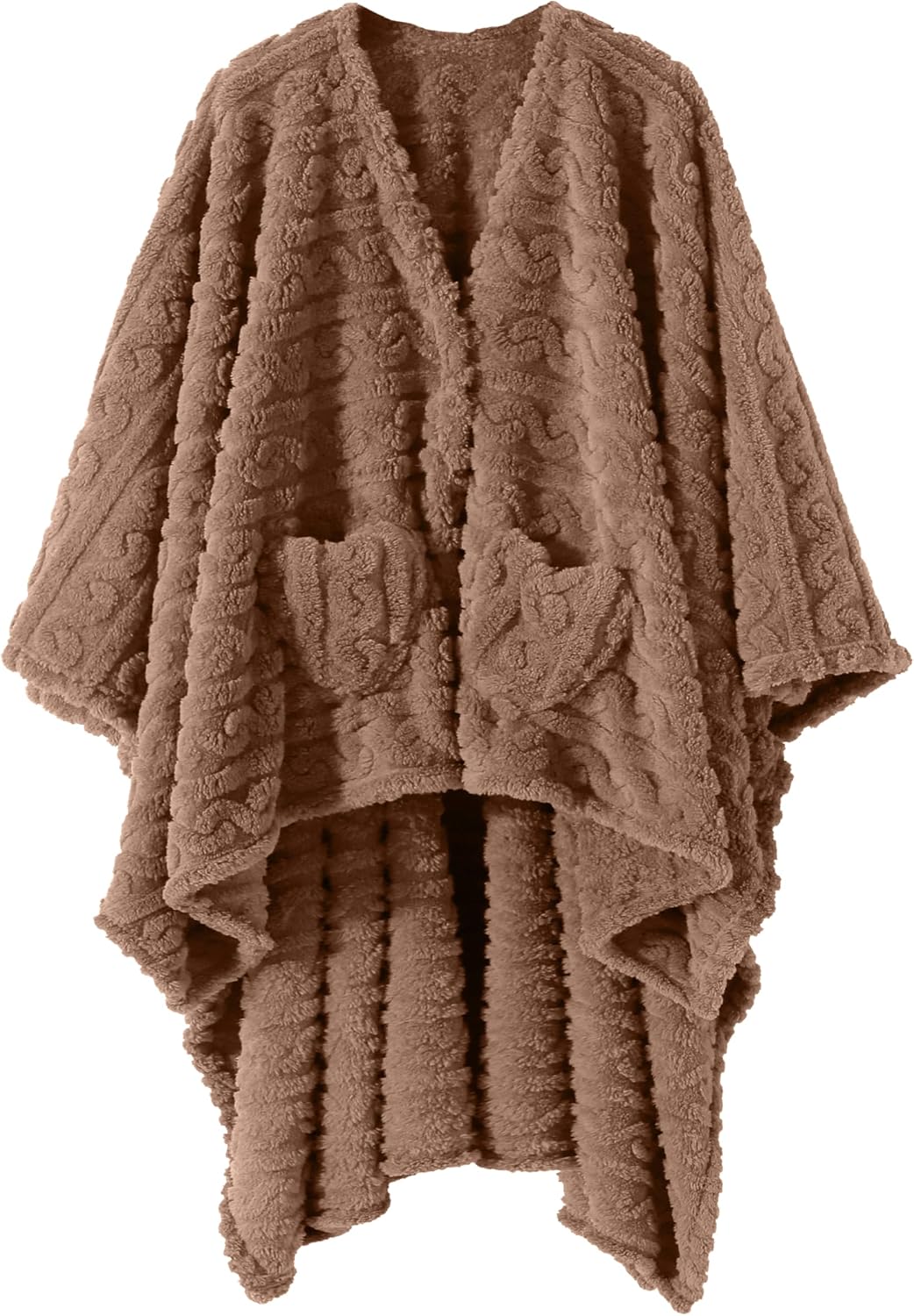 Wearable Blanket Sherpa Fleece Shawl Blanket with Pockets Blanket Poncho Cape for Adults, Cozy Shawl TV Throw Blankets