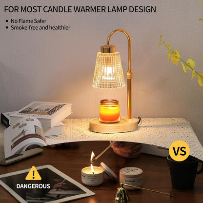 Candle Warmer Lamp with Timer and Dimmer,Electric Gold Light Gifts for Women Melt Wax Warmer Lamp with 2 Bulbs for Candle Jars House Warming New Home Decor Bedroom