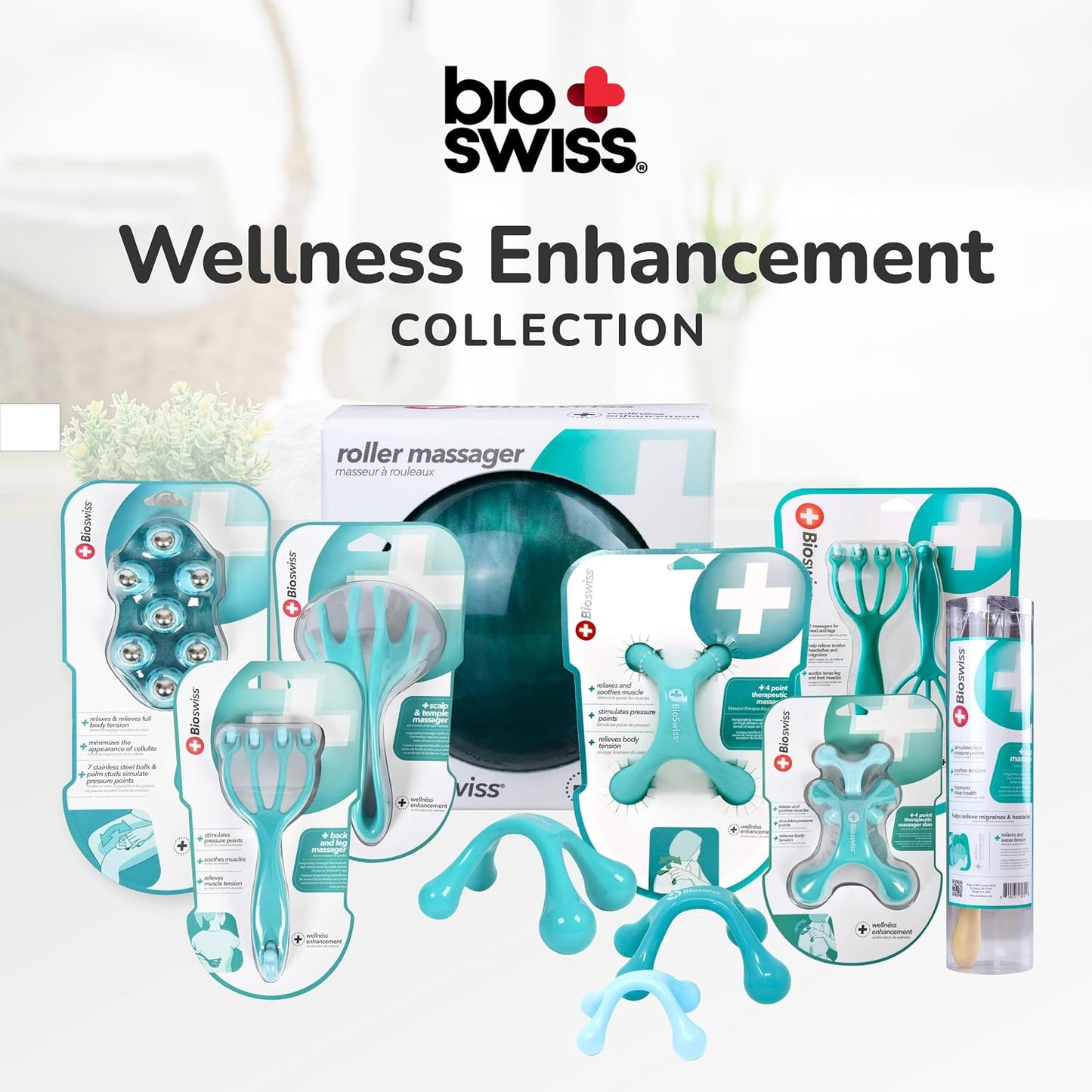 BioSwiss 2-Pack Handheld Full Body Massager, 4-Leg Pressure Point Tool for Back, Neck, and Shoulder, Includes 1 Large and 1 Small