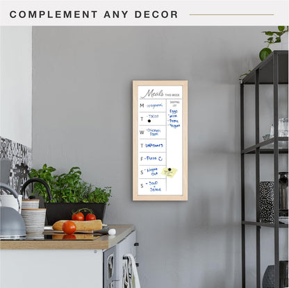 MCS Dry Erase Weekly Meal Planner Black Framed Calander Whiteboard, 11x24 | Dry Erase Weekly Meal Planner Black Framed Calander Whiteboard Frame, 11x24 Inch