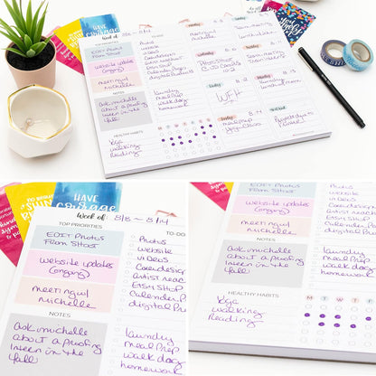 bloom daily planners Horizontal Weekly Magnetic Meal Planning Pad for Fridge with Tear-Off Grocery Shopping List - Hanging Food/Menu Organizer Notepad with Magnets - 8.5” x 11” - Lemons