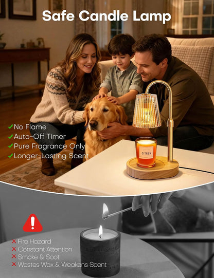 Candle Warmer Lamp with Timer Dimmer, Home Bedroom Decor Gifts for Women | Adjustable Height, Electric Wax Melts Warmer for Jar Candles, Birthday Christmas House Warming Gifts with 2 Bulbs