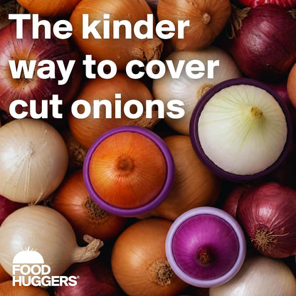 Food Huggers Onion Hugger - Onion Storage & Saver BPA Free Silicone Snug Fit Containers Perfect Holder & Keeper for Refrigerator to Keep Your Onions Fresh Longer - Set of 3