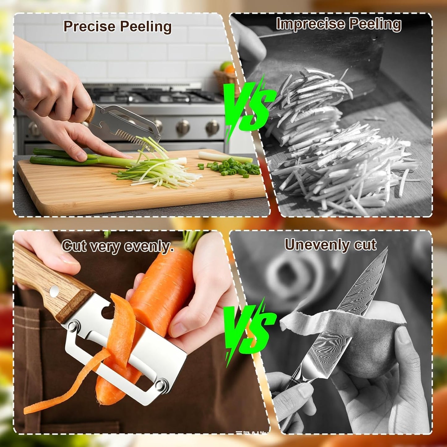 Multifunctional Vegetable Peeler and Julienne Peeler, Stainless Steel Shredder with Wooden Handle and Bottle Opener for Potatoes Carrots Cucumbers Cabbage and Fruit (1Pc)