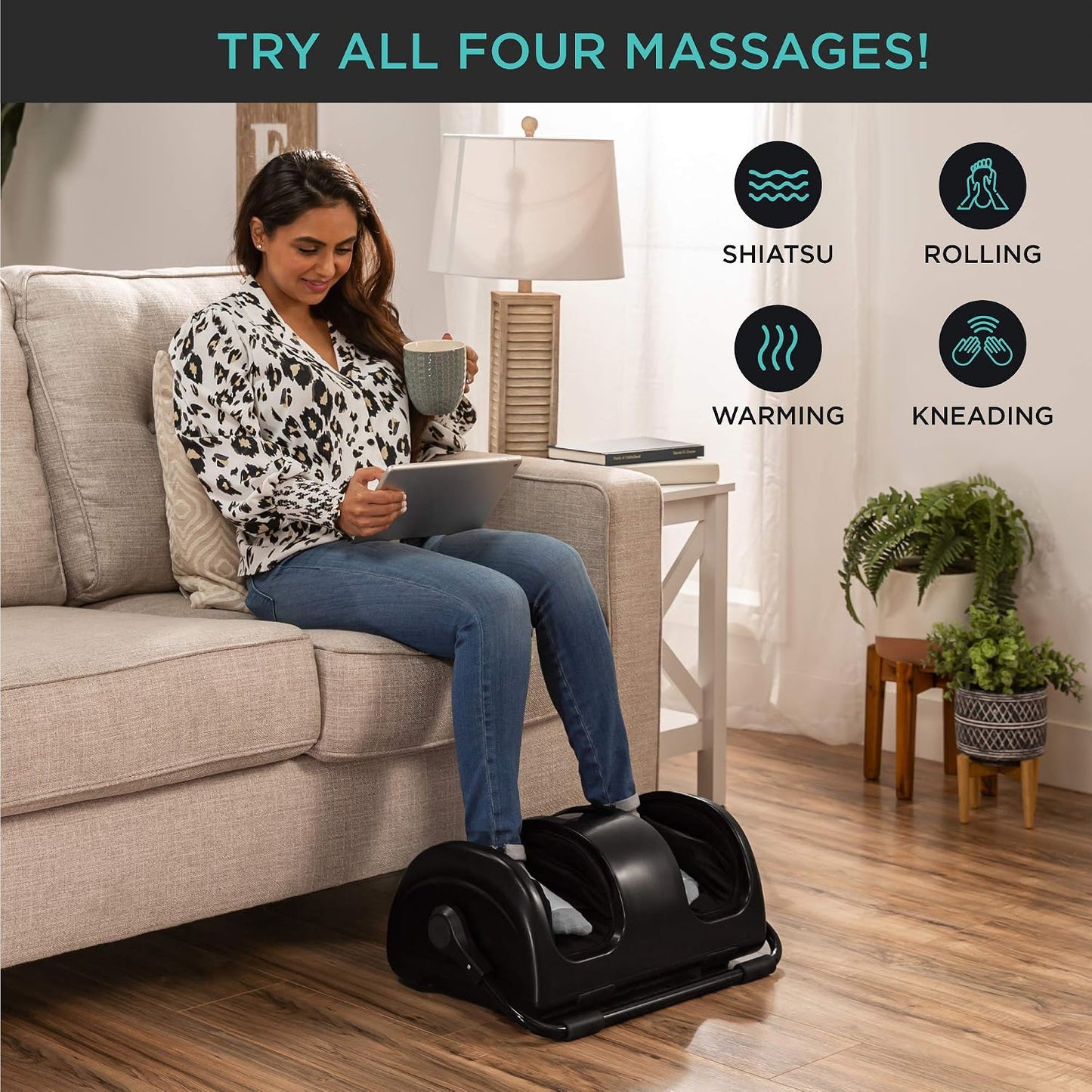 Best Choice Products Shiatsu Foot Massager with Heat for Plantar Fasciitis & Neuropathy, Kneading Foot & Calf Massager with Remote, 360° Adjustable Handle, Rolling & Compression Massage - Navy