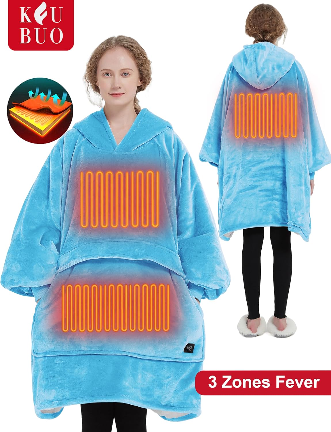 KFUBUO Wearable Heated Blanket Cordless Oversized Hoodie Sweatshirt