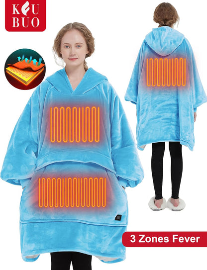 KFUBUO Wearable Heated Blanket Cordless Oversized Hoodie Sweatshirt