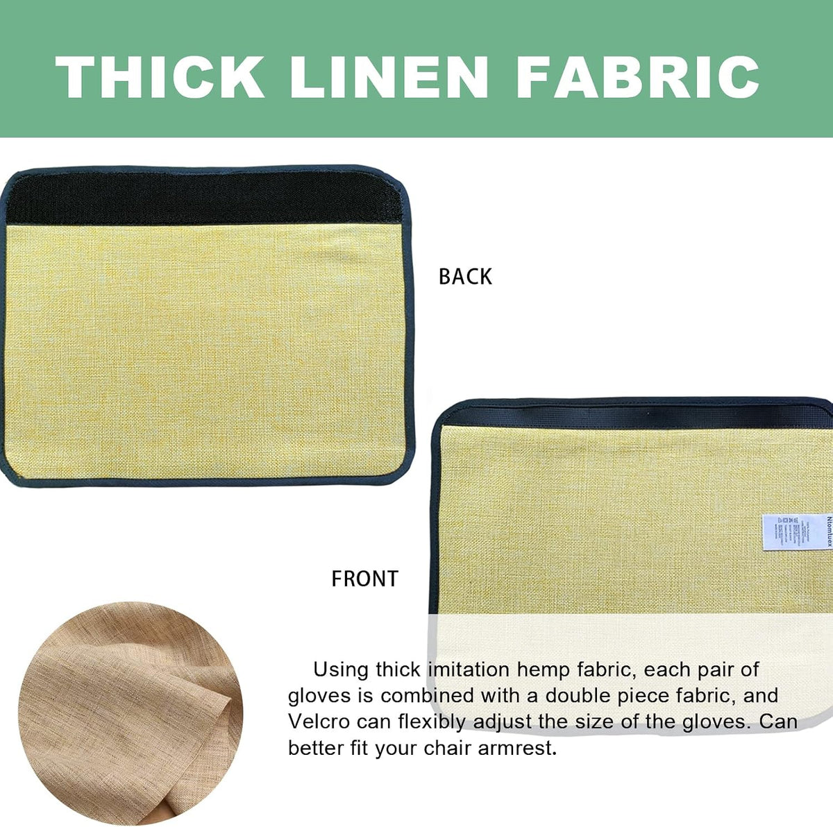 Ntomtuex Linen Office Chair Arm Covers Computer Chair Armrest Pads Covers Adjustable Desk Chair Arm Wheelchair Armrest Protector, Set of 2, Brown