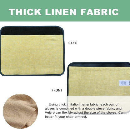 Ntomtuex Linen Office Chair Arm Covers Computer Chair Armrest Pads Covers Adjustable Desk Chair Arm Wheelchair Armrest Protector, Set of 2, Brown