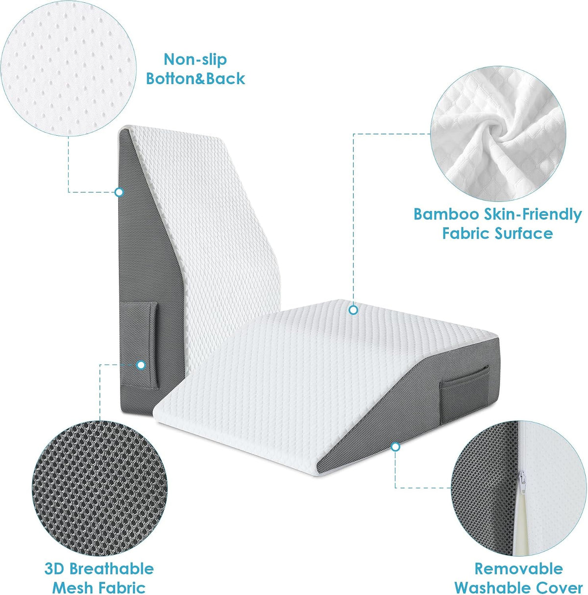 Cozymaker 10-inch Adjustable Leg Elevation Pillows for Swelling Pain Relief